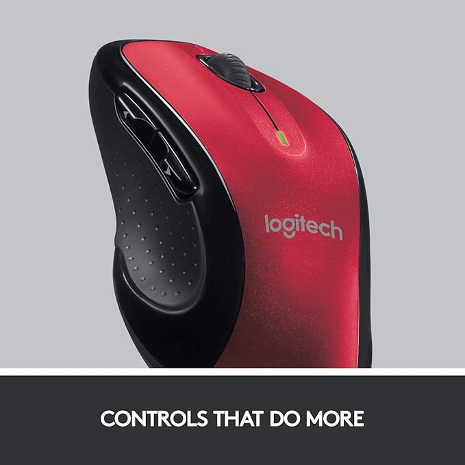 Logitech M510 Wireless Computer Mouse – Comfortable Shape with USB Unifying Receiver, with Back/Forward Buttons and Side-to-Side Scrolling - Red