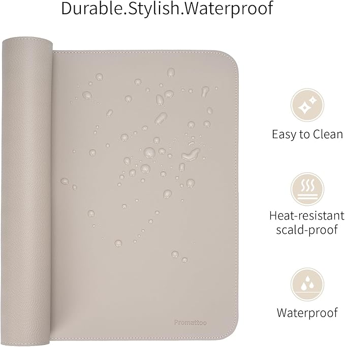 Oversized Non-Slip Desk Pad Protector with Premium Gift Box – Vegan Leather Waterproof Laptop Mat for Keyboard & Mouse, Grips Desk Firmly – Large Office Pad– Stone Gray