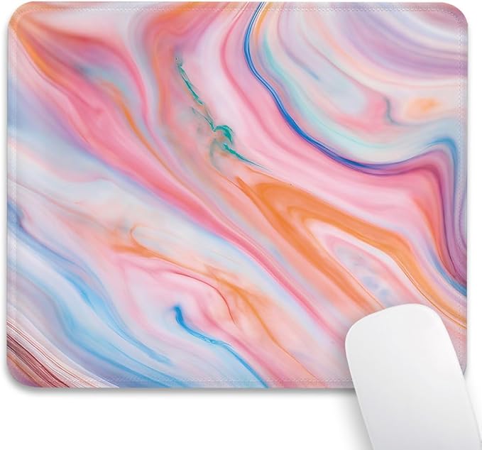 Fluid Watercolors‌ Mouse Pad 9.5"x 7.9", Reinforced Stitched Edges, Durable Anti-Slip Gaming & Office Mat Desk Decor, Abstract Mix Swirling Flowing Soft Pastel Design Print