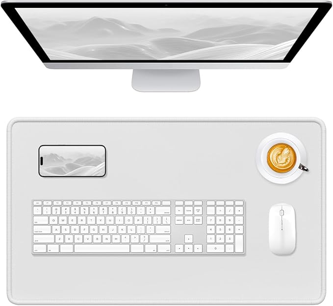 Hsurbtra Desk Pad, 23.6" x 13.8" Premium-Textured Desk Mat, Stitched Edge Anti-Slip Waterproof Rubber Mouse Pad, M Extended Computer Mat for Office Gaming Laptop Keyboard Space Gray
