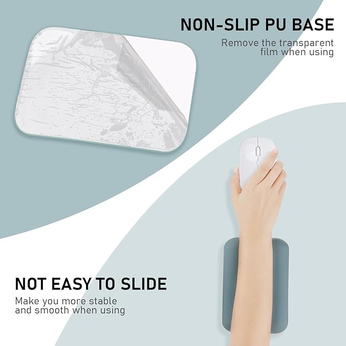 Leolee Elbow Rest Pads for Desk, Upgraded Gel Memory Foam Ergonomic Wrist Rest Pad Arm Rest Pads with Non-Slip Base, Cushion Support Relieve Elbow and Wrist Pain for Computer, Office, 2 Packs, Green