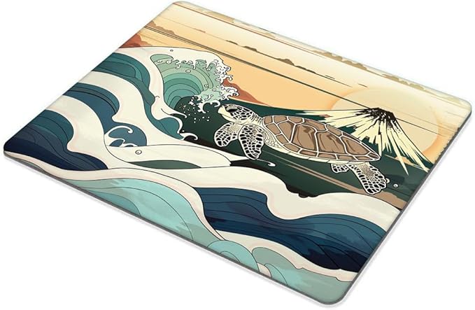 Square Mouse Pad Japanese Waves and Turtles-1,Gaming Mouse Pads for Desk,Soft Computer Waterproof Non-Slip Mouse Mat