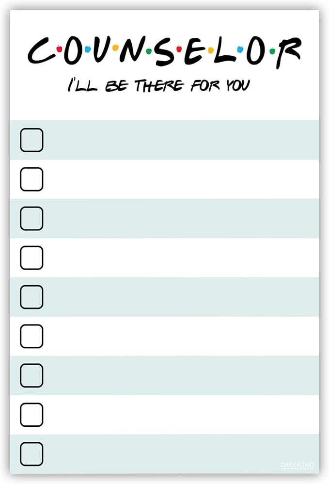 DAILY RITMO Counselor Gift - I'll Be There for You Sticky Notes | Psychologist & Mental Health Therapist List Notepad | School Counselor Appreciation Bulk Gifts for Women