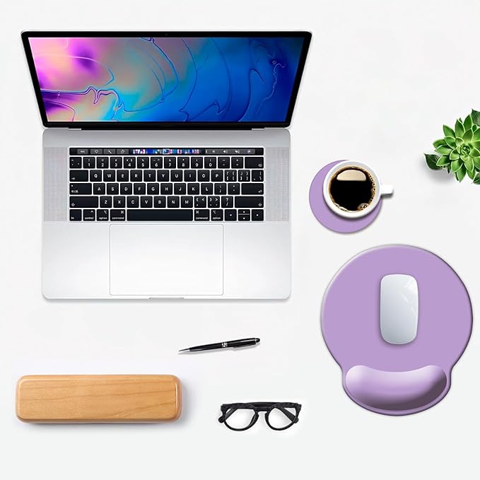 DOOKE Ergonomic Mouse Pad with Wrist Support, Cute Wrist Pad with Non-Slip Rubber Base for Computer, Laptop, Home Office Gaming, Working, Easy Typing & Pain Relief,Clove Purple