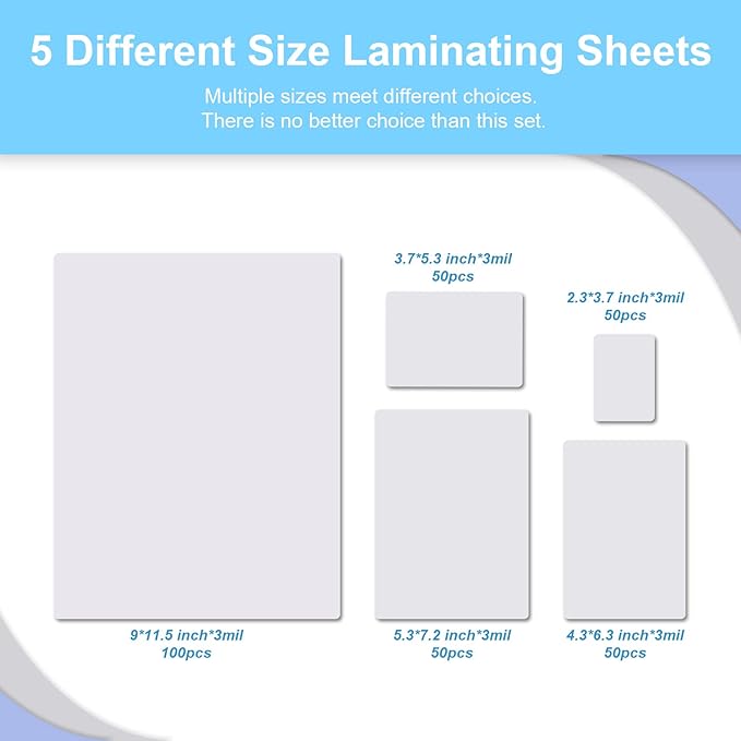 Laminator Machine for A3/A4/A6 - Bundle 300 Pack 3 Mil Thermal Laminating Pouches