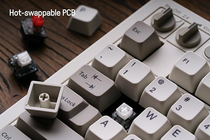 8Bitdo 87 Keys Retro Mechanical Keyboard Bluetooth/2.4G/USB-C, Hot Swappable, Dual Super Programmable Buttons, Volume knob for Windows and Android - M Edition