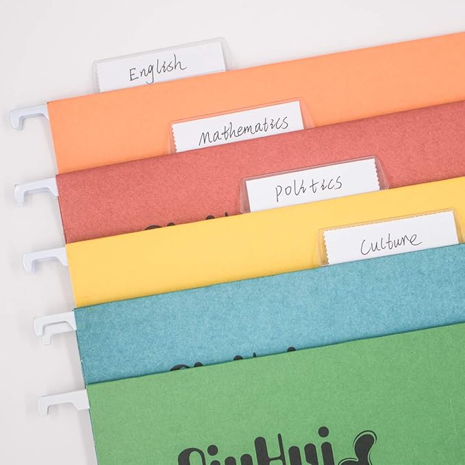 JIKIOU 210pcs Hanging File Folder Tabs and 210pcs Blank 2inch Inserts per Pack for Quick Identification of Hanging Files, Easy to Read, Clear