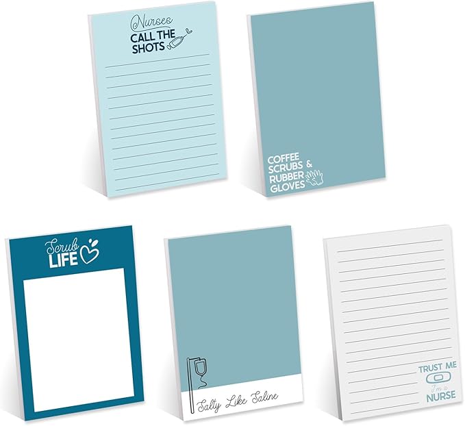 Gotcha Covered Notebooks Nursing Sticky Note Pads / 4" x 6" Repositionable Snarky Medical Sticky Notes / 5 Humorous Designs / 50 Sheets Per Pad Set Of 5 / Made In USA