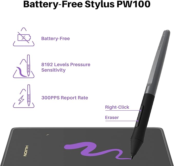 Drawing Tablet HUION H420X Graphics Drawing Tablet with 8192 Level Pressure Battery-Free Stylus, 4.17x2.6 inch Digital Art Tablet for OSU Game, Design, Teaching, Work with PC, Mac, Linux & Mobile