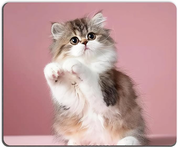 Mouse Pad, Square Mousepad, Personalized Premium-Textured, Non-Slip Rubber Base Mouse Mat, Waterproof Gaming Mouse Pad for Wireless Mouse, Computers, Laptop, Office, Home (Cute Kitten)