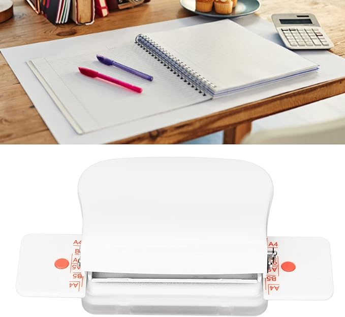 Binding Machines, Mini Manual Multipurpose 6 Holes Cinch Book Binding Machine, Coil Binding Machine for Home Office(White)