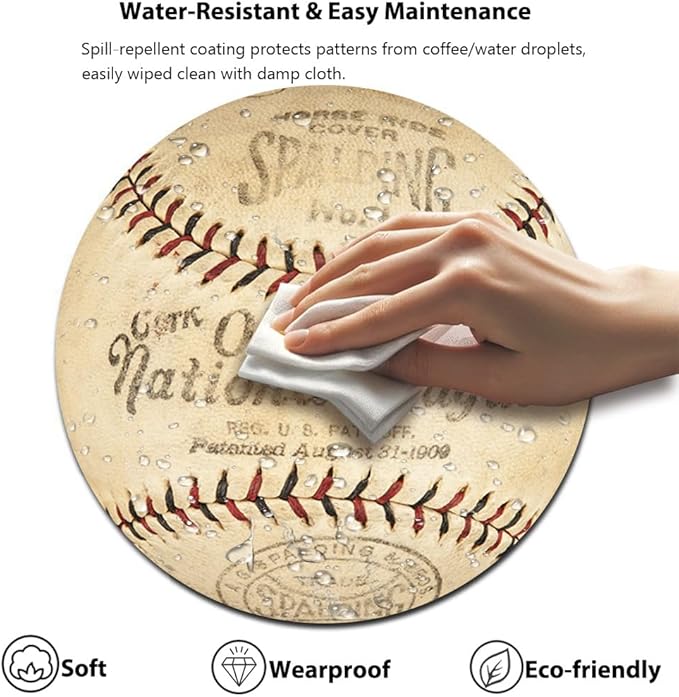 Baseball Round Mouse Pad Vintage Commemorative Design, Retro Baseball Mouse Pads