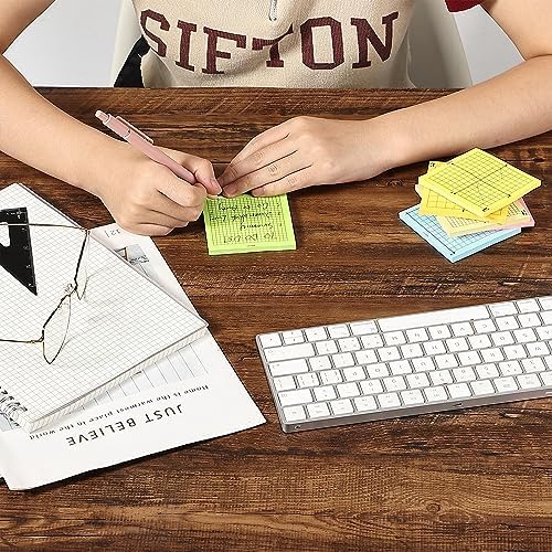 Mr. Pen- Graph Paper Sticky Notes, 6 Pads, 3x3 Inch, Bright Colors, Graph Sticky Notes, Stocky Notes for Bible Journaling