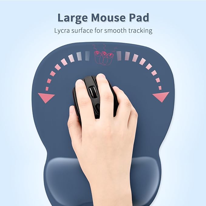 EooCoo Ergonomic Mouse Pad with Wrist Support, Mousepad with Memory Foam Wrist Rest and Non-Slip Base for Computer, Cafe, Home & Office, 9.64 x 8.26 in Office Desk Accessories