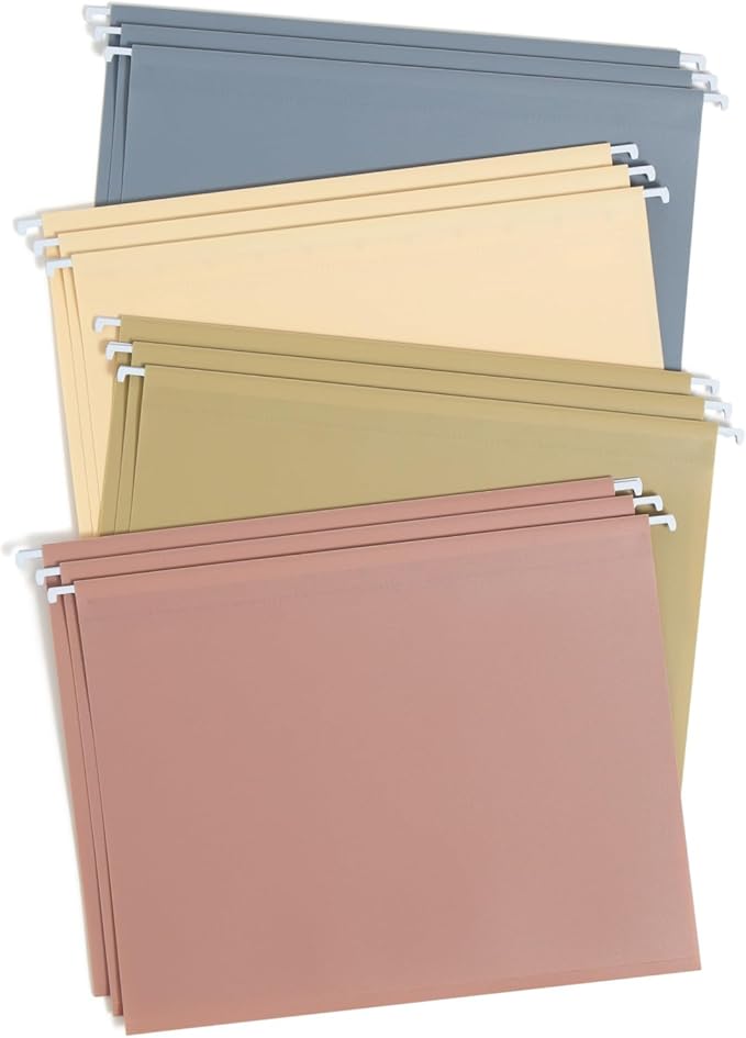 Smead Poly Plastic Hanging File Folders for Documents with Tabs, Letter Size, 0.5 Inch Expansion, File Cabinet Organizer for Filing Cabinets, Assorted Dawn Colors, 12 Pack, Office Supplies (10524)