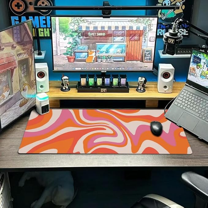 Boho Mouse Pad Extended Large Gaming Mousepad Abstract XL Big Long Oversized Desk Mat Stitched Edges 31.5 X 11.8 Inch for Home Office
