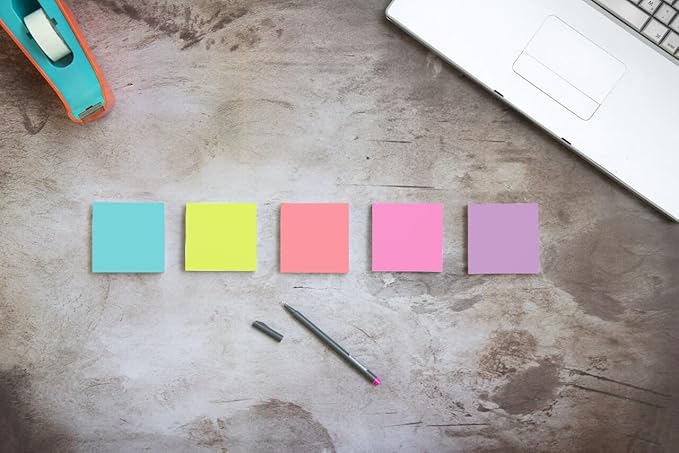 Post-it Super Sticky Notes,6 Lined Sticky Note Pads,4 x 4 in.,Ideal for Organization in Your Dorm,Home or Office,2X The Sticking Power,Supernova Neons Collection,(Pack of 12)