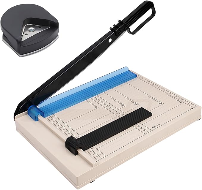 Guillotine Paper Cutter,12" Heavy Duty Paper Cutter with Corner Rounder,12 Sheet Capacity,Guillotine Paper Trimmer for Crafting, Classroom and Office