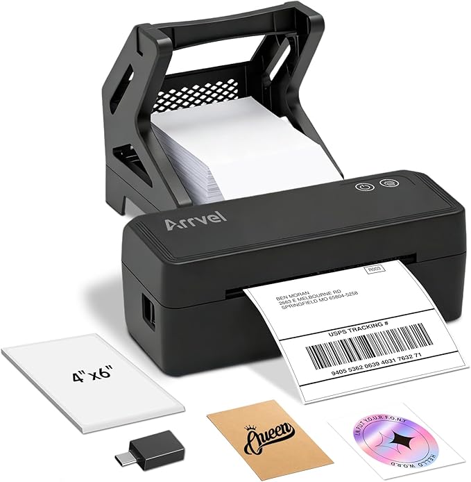 Bluetooth Thermal Label Printer with Stand, Wireless 4x6 Shipping Label Printer for Small Business, Support iPhone, Android Windows & Mac, Widely Used for USPS Amazon Etsy Shopify