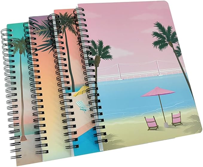 ALIMITOPIA Spiral Notebook Journal,Wirebound Ruled Sketch Book NotePad Diary Memo Planner,A5 Size(8.3X5.7) & 80 sheets (Beach)