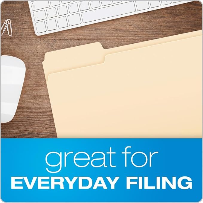 Pendaflex File Folders,Letter Size,8-1/2" x 11",Classic Manila,1/3-Cut Tabs in Left,Right,Center Positions,100 Per Box (65213),(Pack of 2)