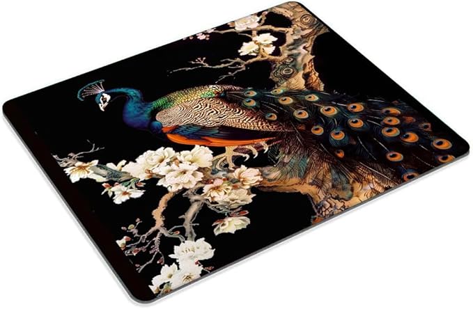 Square Mouse Pad Colorful Peacock on a Tree Branch-1,Gaming Mouse Pads for Desk,Soft Computer Waterproof Non-Slip Mouse Mat