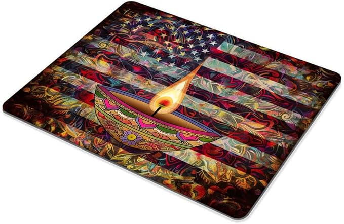 Square Mouse Pad Colorful Diwali Festival and National Flag-1,Gaming Mouse Pads for Desk,Soft Computer Waterproof Non-Slip Mouse Mat