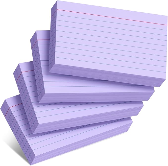 Purple Index Cards 3x5 Inch - 200 Count, Ruled Index Flash Cards for Studying, 180GSM Purple Note Cards 3x5 Lined Index Cards, Flashcards 3 x 5 Notecards Lined College Ruled Study Card for Offices