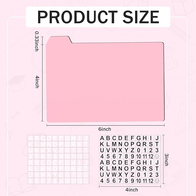Harloon 50 Pack 4 x 6 Inch Index Card Dividers with 2 Number Alphabet Sticker with Tab, Dry Erase Index Card Guide Set, Photo Recipe Divider for Office Business Back to School Supplies, Candy Color