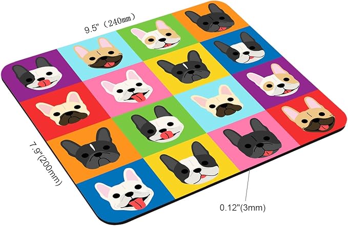 Mouse Pad, French Bulldog Pattern Mouse Pad, Personalized Rectangle Mousepad Customized Mouse Pads with Designs Non-Slip Rubber Smooth MousePads for Computer Laptop Pretty Marble