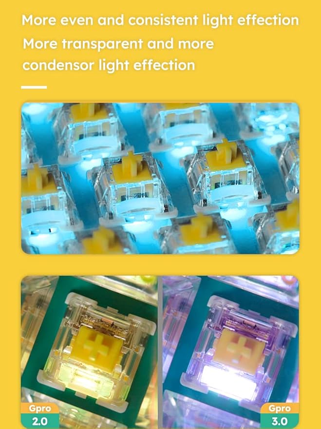 GATERON G Pro 3.0 Silver Keyboard Switches, Pre-lubed 5 pins RGB Linear for Gaming Mechanical Keyboard (Silver,35PCS)