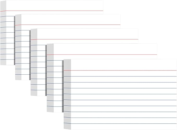 Index Cards 4x6, White Flash Cards, Lined Flashcards Notecards, Note Cards for Studying, 180GSM Study Card, 200 Count, 5 Pack of 40