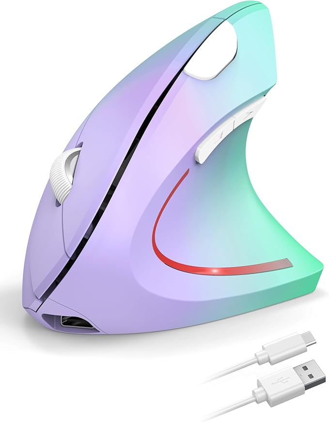 TECKNET Ergonomic Mouse, Wireless Rechargeable Vertical Mouse for Carpal Tunnel Right Hand, 4800 DPI 5 Adjustable Levels 2.4GHz with USB-A Receiver, Silent Click, for Laptop, PC, MacBook, Desktop
