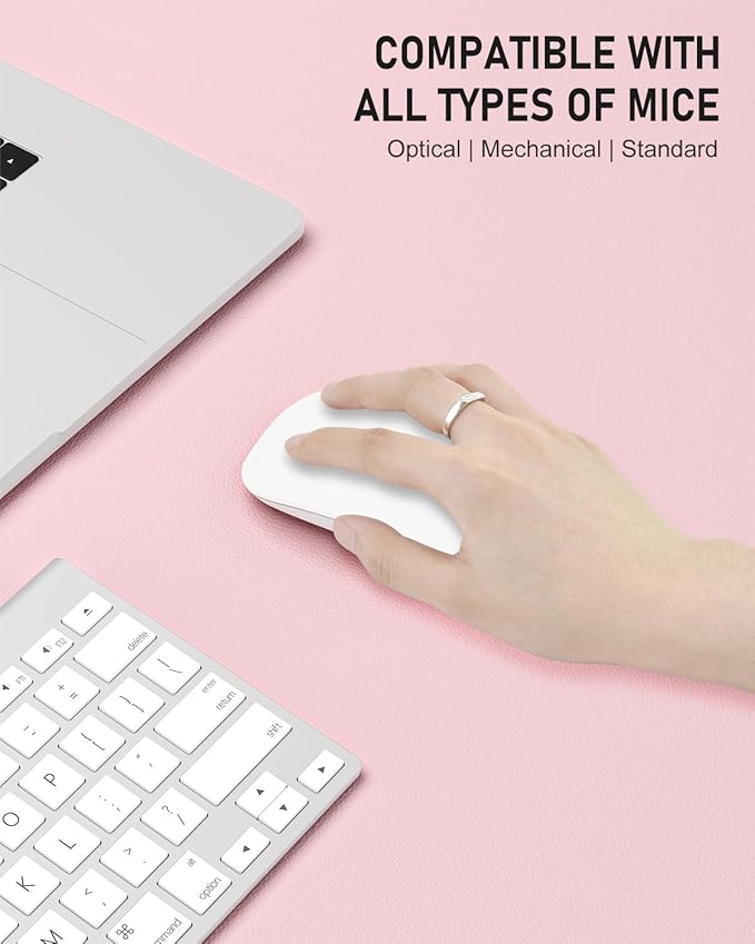 Desk Pad, 30" x 14" PU Leather Non-Slip Desk Mat Large Mouse Pad for Desktop, Waterproof Laptop Computer Writing Mat for Office, Home, Work, Gaming, Light Pink