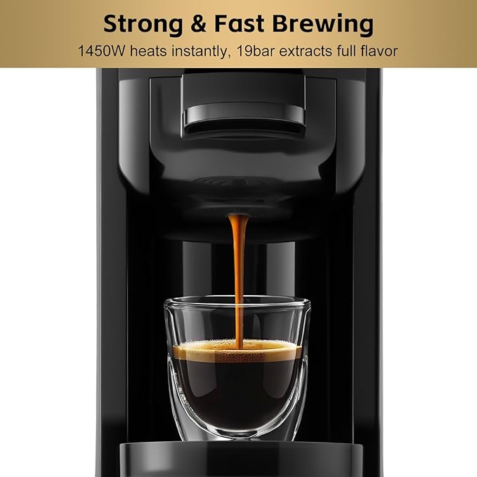 CUSIMAX Espresso Machine Single Serve Coffee Machine Compatible with Nespresso Pods, Adjustable Brewing Size, 19Bar Coffee Maker, Stainless Steel Espresso Maker with 20oz Remevable Water Tank