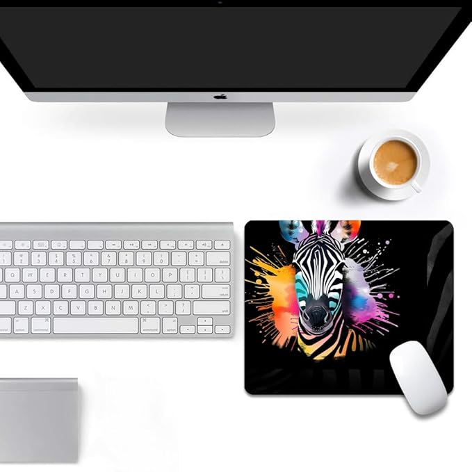 Square Mouse Pad Colorful Zebra-1,Gaming Mouse Pads for Desk,Soft Computer Waterproof Non-Slip Mouse Mat