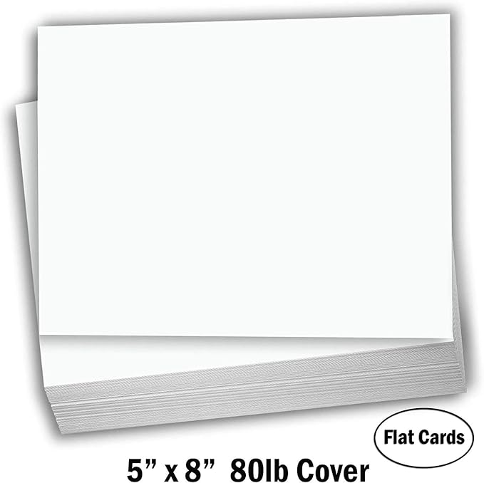Hamilco White Cardstock Index Cards – 5" x 8", 80 lb Cover, Blank Printable Note & Study Cards, Smooth Finish, 100 Pack
