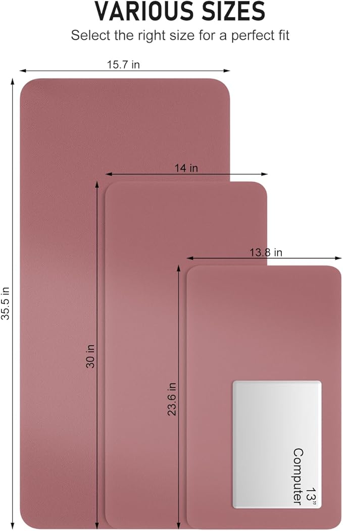 Desk Pad, 30" x 14" PU Leather Non-Slip Desk Mat Large Mouse Pad for Desktop, Waterproof Laptop Computer Writing Mat for Office, Home, Work, Gaming, Deep Red