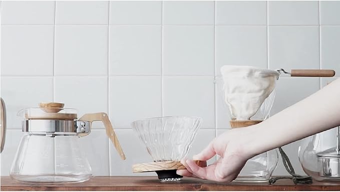 HARIO VDGR-01-OV V60 Heat Resistant Glass Transparent Coffee Dripper Olive Wood 01 Coffee Drip for 1-2 Cups