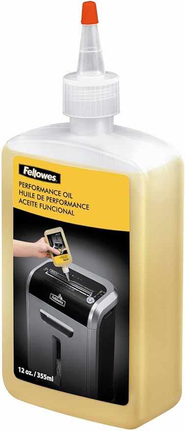 Fellowes Powershred Performance Shredder Oil, 12 oz. & Powershred Performance Paper Shredder Lubricant Sheets, 6 x 8.50 x 0.031 Inch, 10-Pack