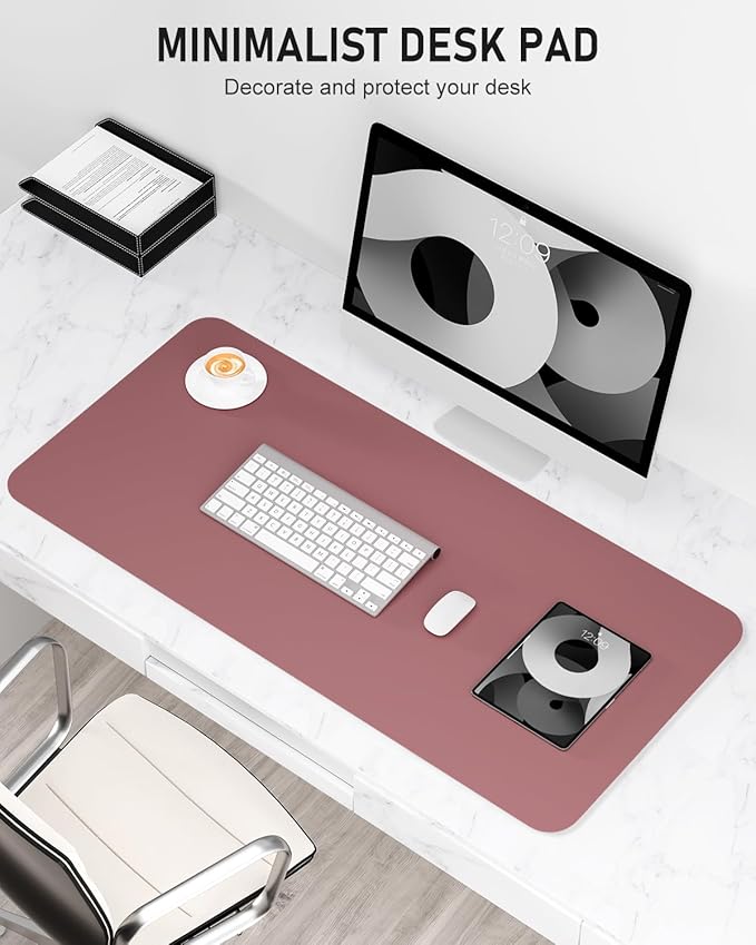 Desk Pad, 30" x 14" PU Leather Non-Slip Desk Mat Large Mouse Pad for Desktop, Waterproof Laptop Computer Writing Mat for Office, Home, Work, Gaming, Deep Red