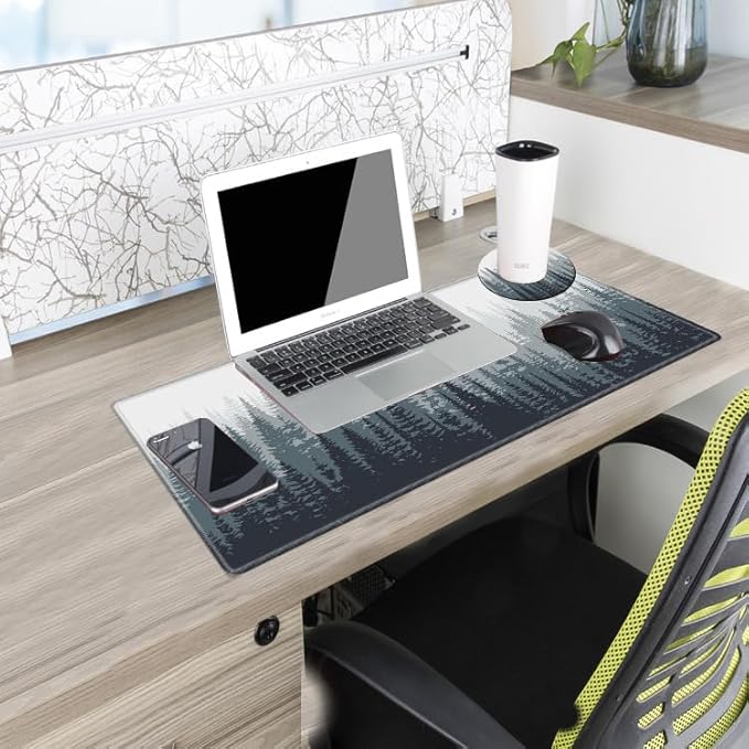 Misty Forest Mouse Pad 24x12 Desk Mat for Desktop Gaming Mousepad Long Desk Pad Stitched Edges XL Computer Mat Large Mouse Pads for Wireless Mouse Office