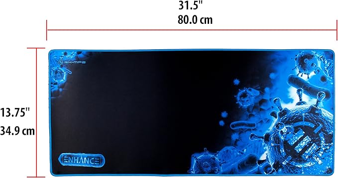 ENHANCE Pathogen Extra Large Gaming Mouse Pad (31.5 x 13.75 in) - Extended Mousepad with Anti-Fray Stitching, Low Friction Smooth Surface, Non-Slip Backing - Full Desk Mouse Mat (Blue)
