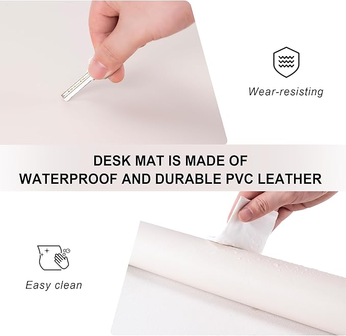 Leather Desk Pad Protector,Non-Slip Desk Pad,on-Slip PU Leather Large Mouse Pad,Easy Clean Desk Protecor Mat,Writing Pad for Office Work/Home/Decor(Orange, 31.5" x 15.7")