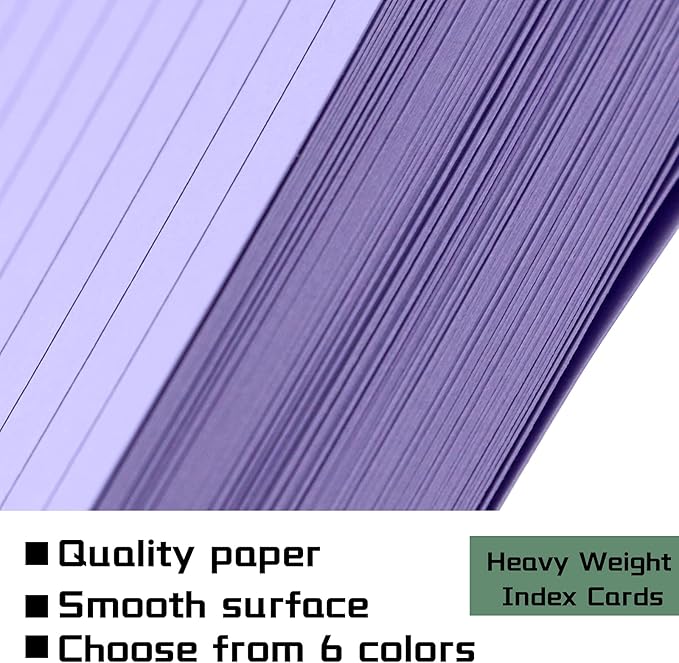 Bignc Index Cards Colored Notecards, 3 X 5 Inch Ruled Color Note Cards for School, Home & Office, Multi Colors Flashcards, Colorful Notecards,Pink Index Card Ruled, Purple Lined Flash Cards (600)