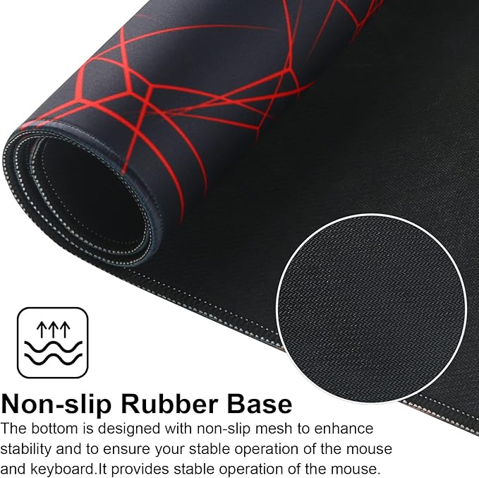 Gaming Mouse Pad,Large Mouse Pad Size 31.5x11.8 Thickness 0.12 inches,Premium-Textured Non-Slip & Waterproof Computer Mousepad with Stitched Edges for Gaming,Office & Home-80x30 Rednet003