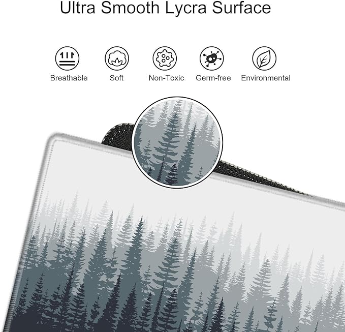 Misty Forest Mouse Pad 24x12 Desk Mat for Desktop Gaming Mousepad Long Desk Pad Stitched Edges XL Computer Mat Large Mouse Pads for Wireless Mouse Office