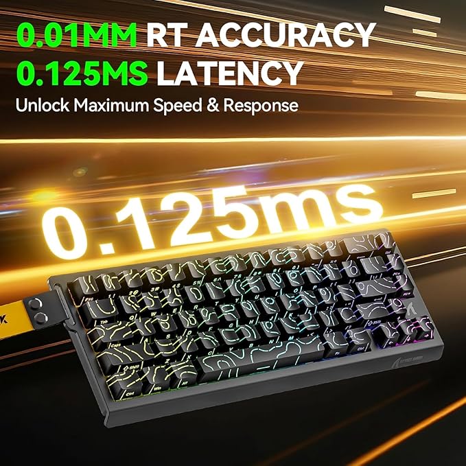 ATTACK SHARK X68 HE Wired Rapid Trigger Mechanical Gaming Keyboard and R1 Mouse with Adjustable Actuation,Coiled Cable,USB C/2.4Ghz Wireless/BT Ultralight 18K DPI Mice for Esport Gamer(Black Contour)