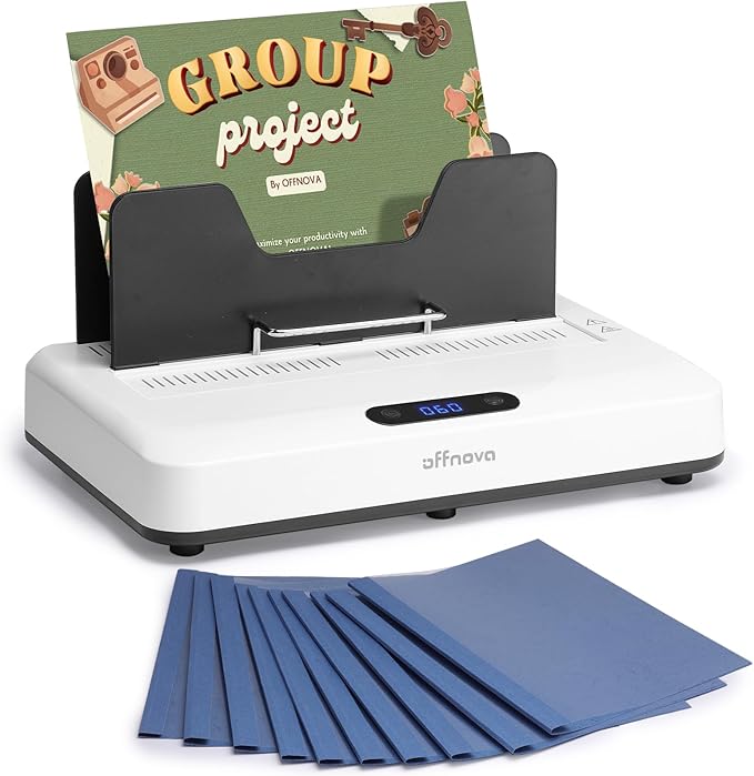 OFFNOVA Thermal Binding Machine 500 Sheets Capacity, No Preheat, Air Cooling, Book Binder Machine with 20 Binding Covers, for A4/A5/Letter Size Business Documents, Office and Homeschool Projects