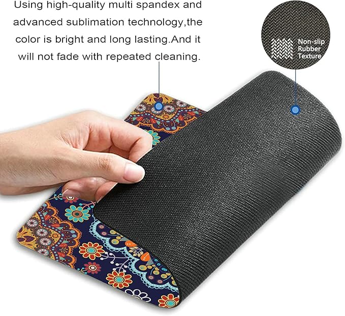 Ethnic Pattern Mouse Pad, Gaming Mouse Mat with Custom Design, Non-Slip Rubber Base Mousepad, Office Mouse Pads,Desktop Colorful Floral Mandala Mouse pad 9.5 x 7.9 Inch